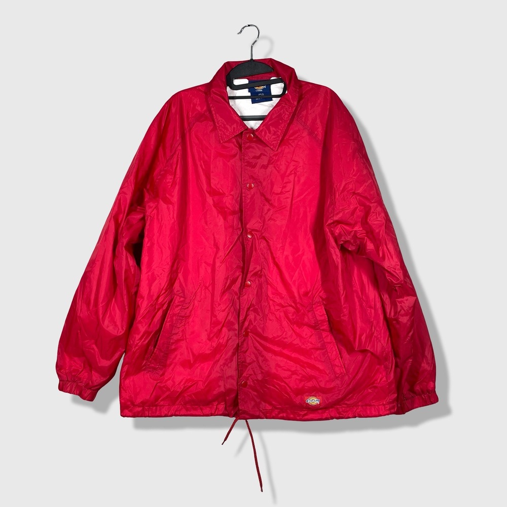 Dickies Coaches Jacket Mens Large Nylon Red Streetwear Workwear Windbreaker